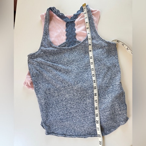 A&F Blue Lace Trim Racerback Burnout Tank Split Open Back Women’s Size XS - Picture 9 of 9